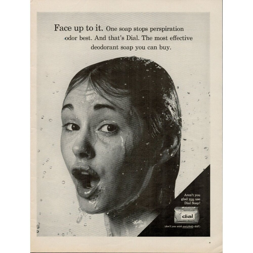 1965 DIAL Deodorant Bar Soap Vintage Print Ad (L19)